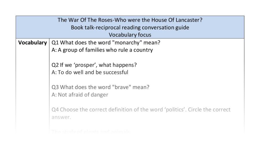 Reciprocal reading-vocabulary-Who were the House Of Lancaster