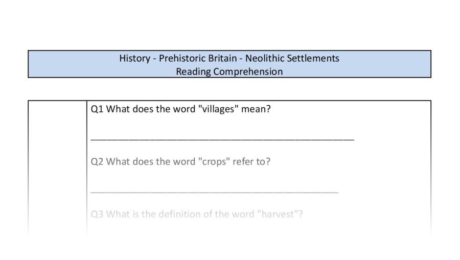 Reading Comprehension-VRSIPE-Neolithic Settlements
