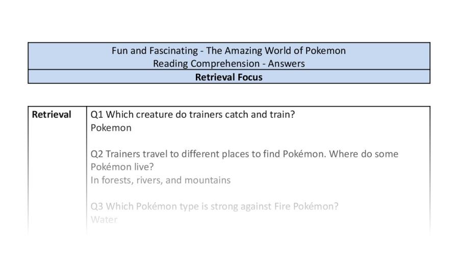 Reading Comprehension-The Amazing World of Pokemon-Retrieval-answers