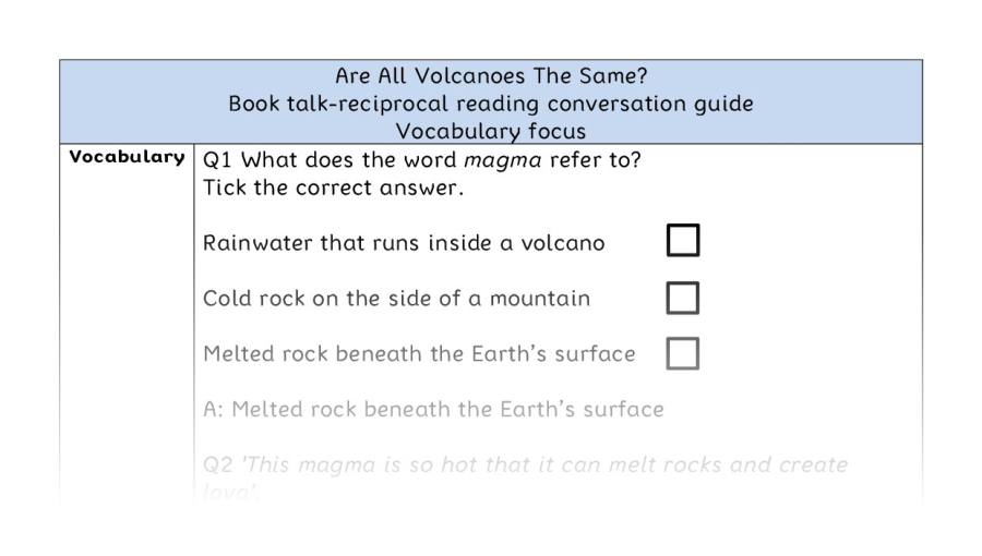 Reciprocal reading - vocabulary - Are All Volcanoes The Same