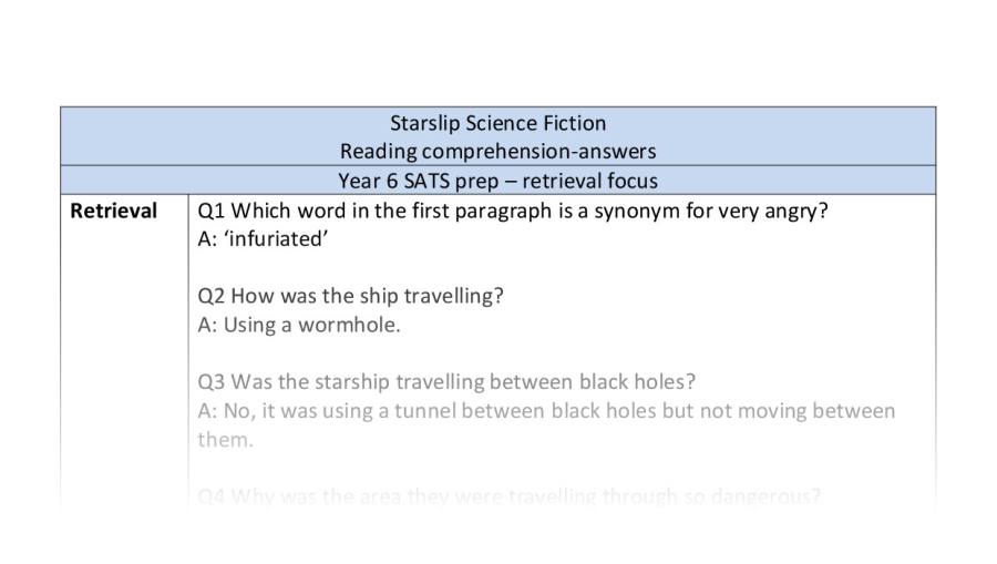 Retrieval skills focus reading comprehension - Starslip