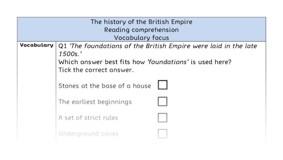 Reading comprehension - vocabulary - The history of the British Empire