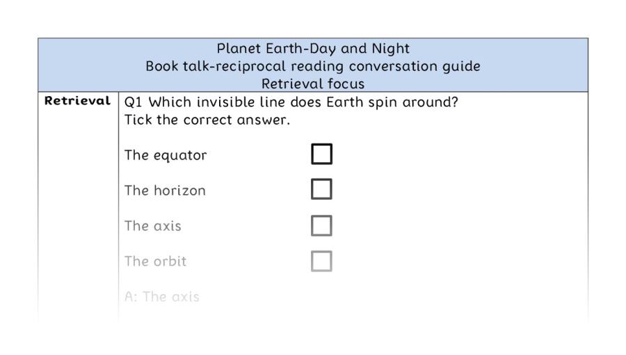Reciprocal reading - retrieval - Planet Earth-Day and Night