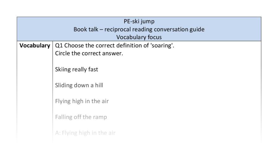 Reciprocal reading-vocab-ski jump