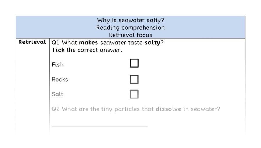 Reading comprehension - retrieval - Why is seawater salty