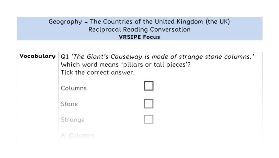 The Countries of the UK - Reciprocal Reading Conversation - VRSIPE Focus