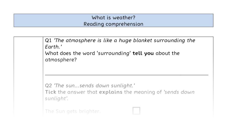 Reading comprehension - VRSIPE - What is weather