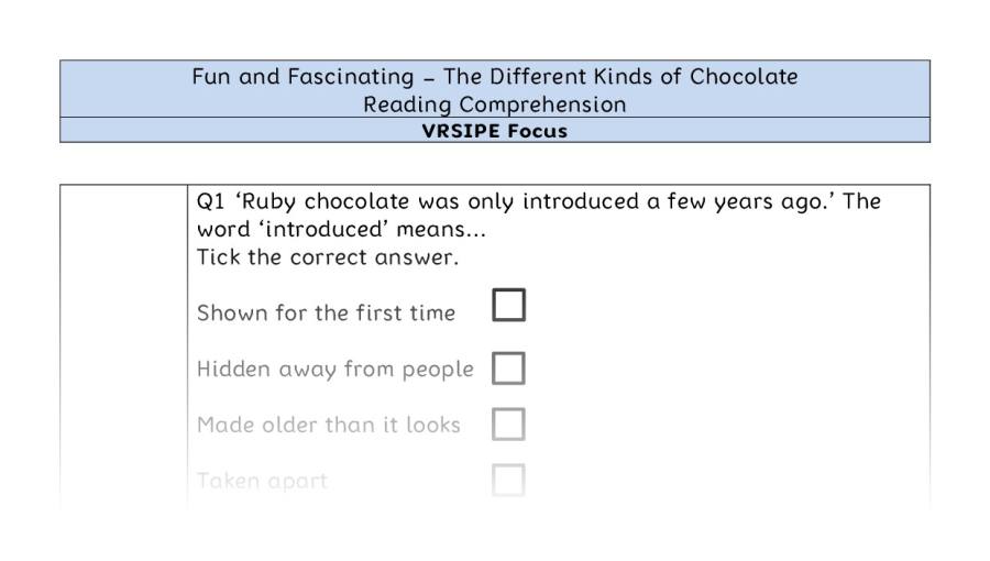 The Different Kinds of Chocolate - Reading Comprehension - VRSIPE Focus