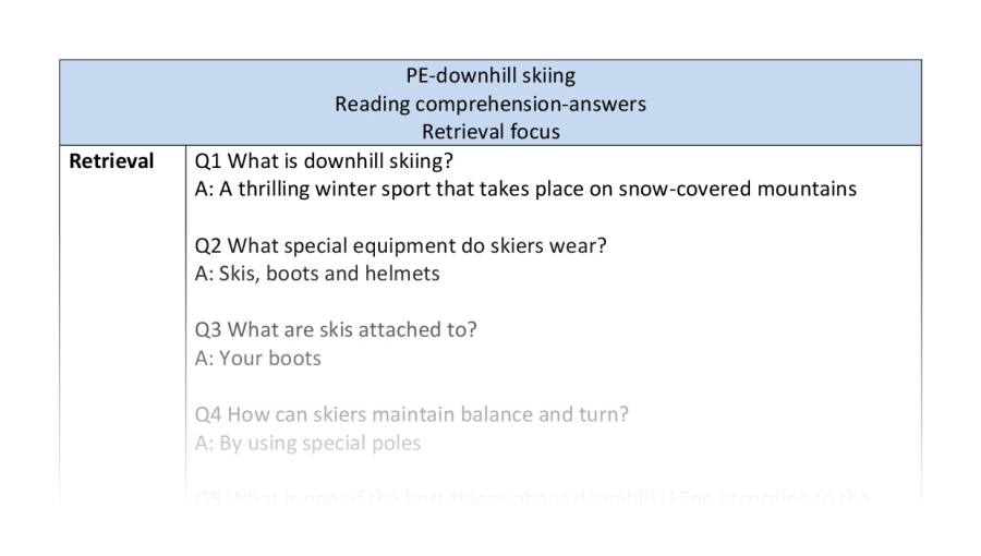 Reading comprehension -retrieval-downhill skiing