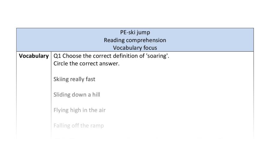 Reading comp-vocabulary-ski jump
