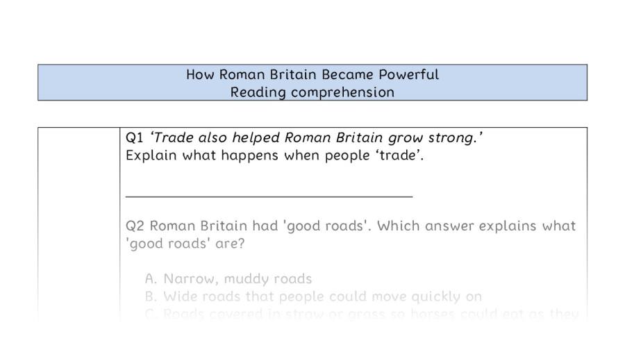 Reading comprehension - VRSIPE - How Roman Britain Became Powerful