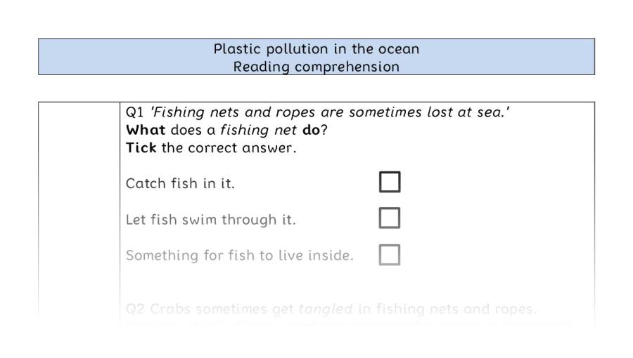 Reading comprehension - VRSIPE - Plastic pollution in the ocean