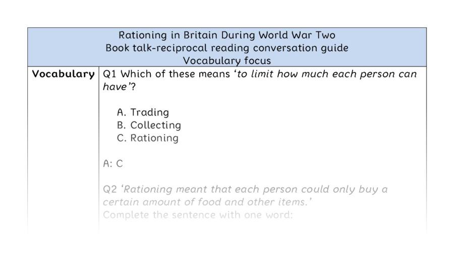 Reciprocal-vocab-Rationing in Britain During World War Two