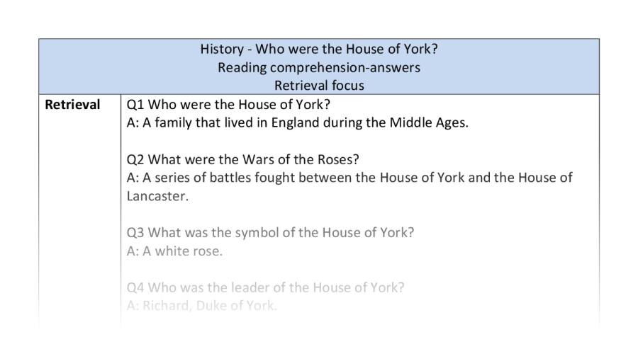 Reading comprehension - retrieval - Who were the House of York
