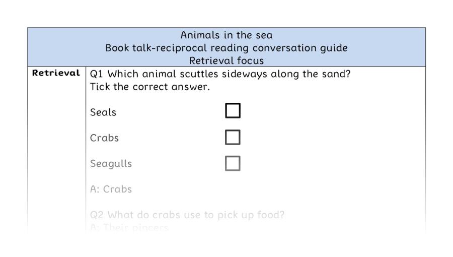 Reciprocal reading - retrieval - Animals in the sea