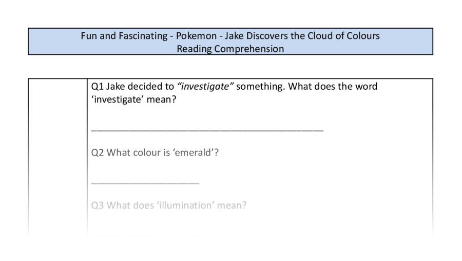 Reading comprehension-VRSIPE-Jake discovers the cloud of colours