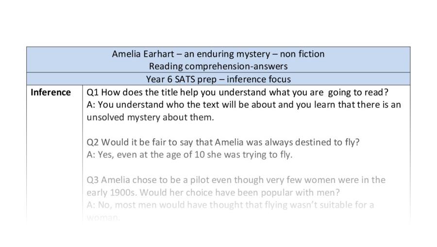 Reading comprehension - Amelia Earhart - Inference