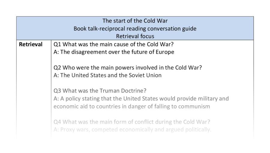 Reciprocal reading-retrieval-The start of the cold war
