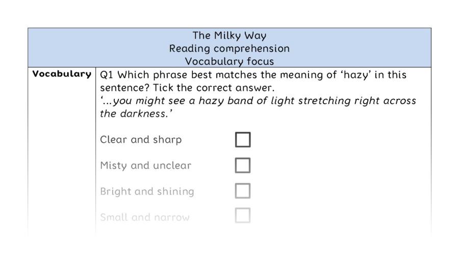 Reading comprehension - vocabulary - The Milky Way
