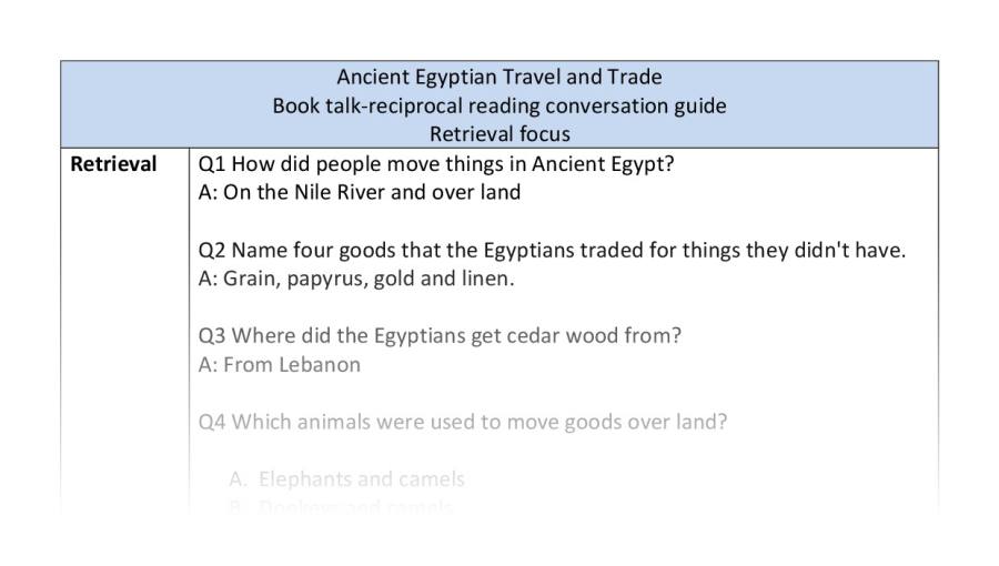 Reciprocal reading - retrieval - Ancient Egyptian Travel and Trade