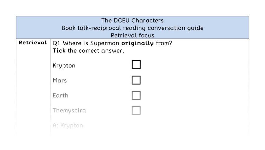 Reciprocal reading - retrieval - The DCEU Characters