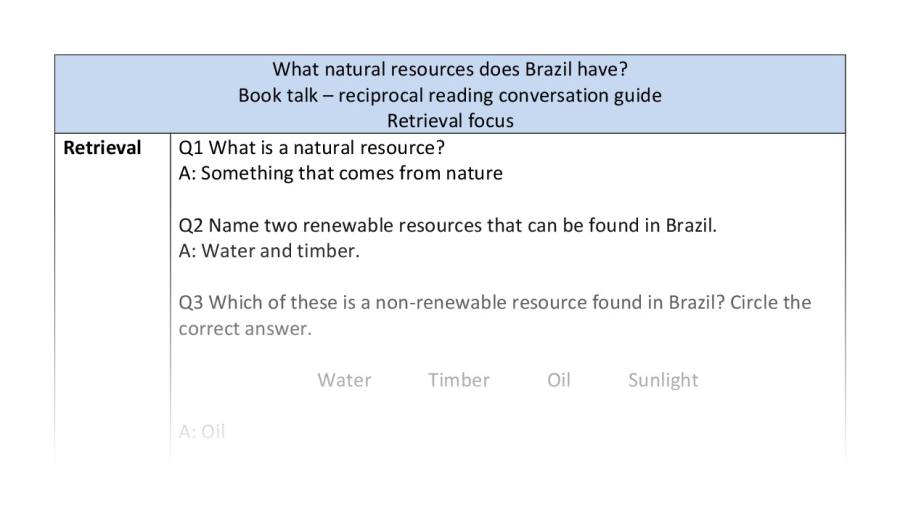 Reciprocal reading - retrieval - What natural resources does Brazil have