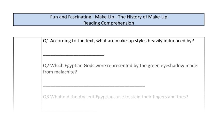 Reading comprehension-retrieval-the history of make up