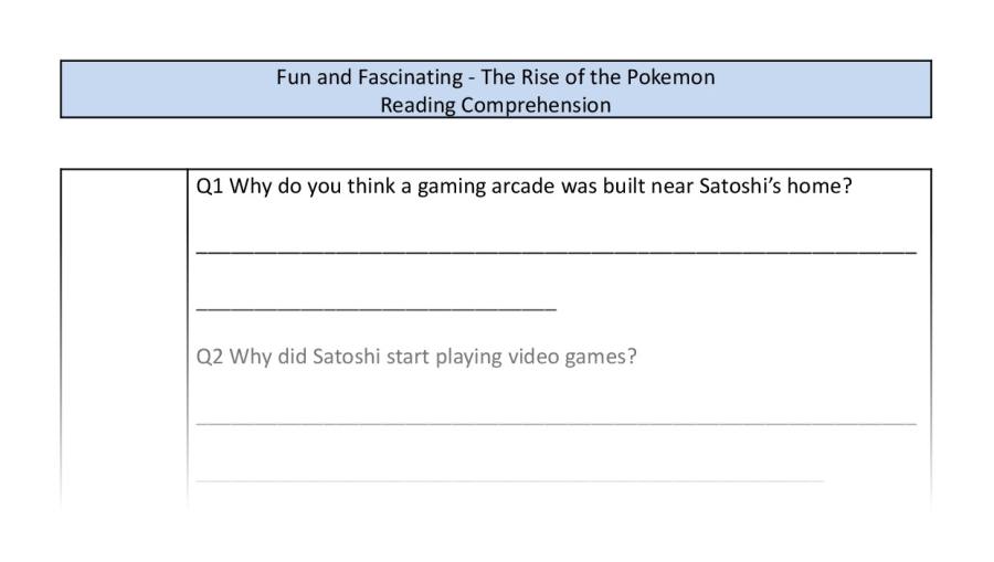 Reading Comprehension - The Rise of the Pokemon - Highlight Series 1 - Inference Focus