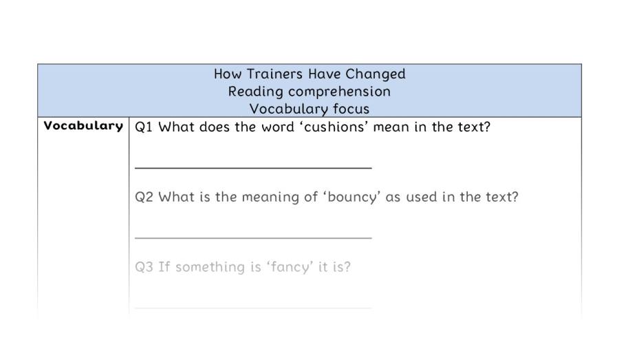Reading comprehension - vocabulary - How Trainers Have Changed