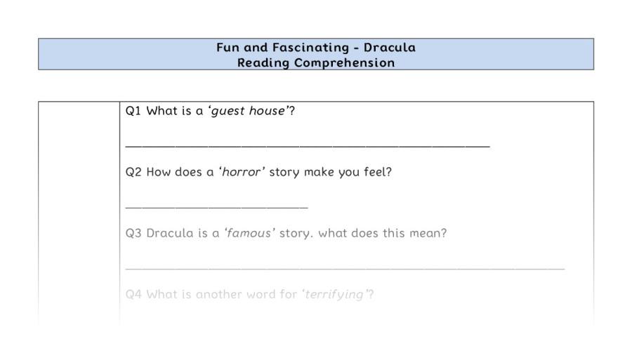 Reading Comprehension-Dracula-vocabulary Focus