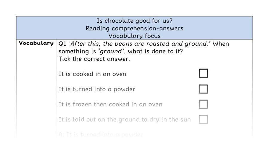 Reading comprehension - vocabulary - Is chocolate good for us - answers