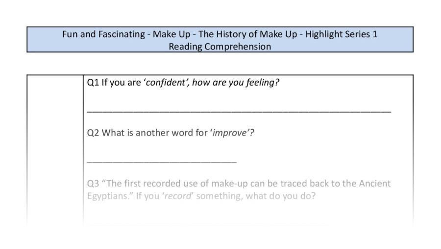 Reading Comprehension-The History of Make Up-vocabulary