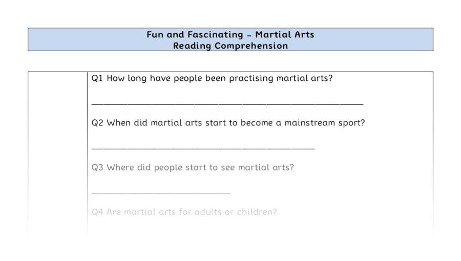 Reading Comprehension-Martial Arts-Retrieval Focus