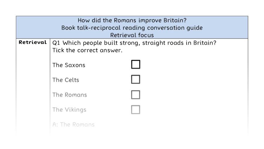 Reciprocal reading - retrieval - How did the Romans improve Britain