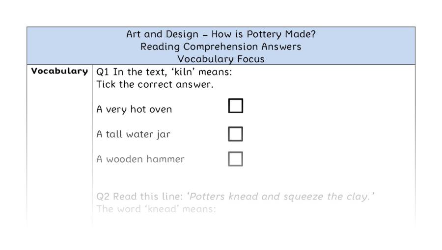 How is Pottery Made - Reading Comprehension - Vocabulary Focus