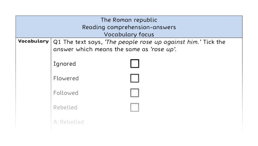 Reading comprehension - vocabulary - The Roman republic - answers