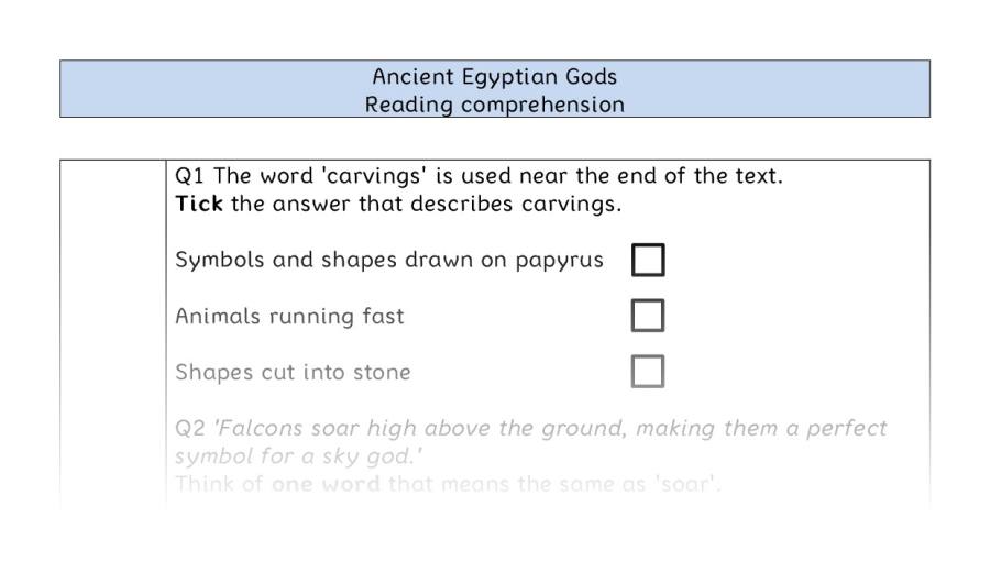 Reading comprehension - VRSIPE - Ancient Egyptian Gods
