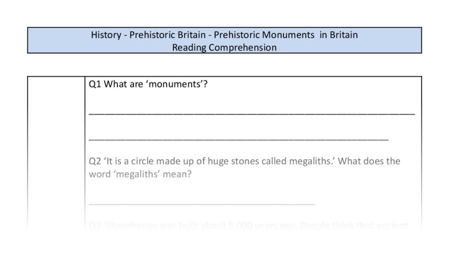 Reading Comprehension-Prehistoric Monuments in Britain-Vocabulary Focus