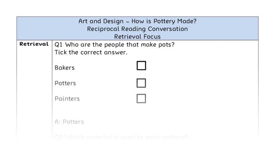 How is Pottery Made - Reciprocal Reading Conversation - Retrieval Focus