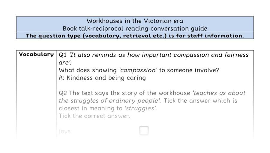 Reciprocal reading - VRSIPE - Workhouses in the Victorian era