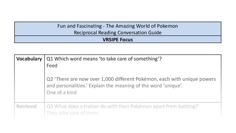 Reciprocal Reading Conversation - The Amazing World of Pokemon - VRSIPE Focus
