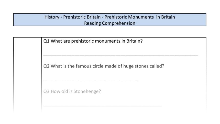 Reading Comprehension-Prehistoric Monuments in Britain-Retrieval Focus