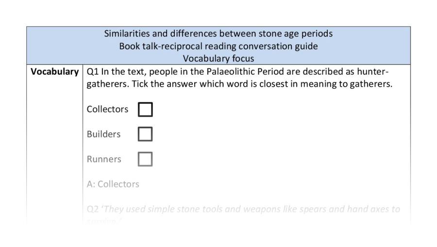 Reciprocal reading-vocab-Similarities and differences between stone age periods