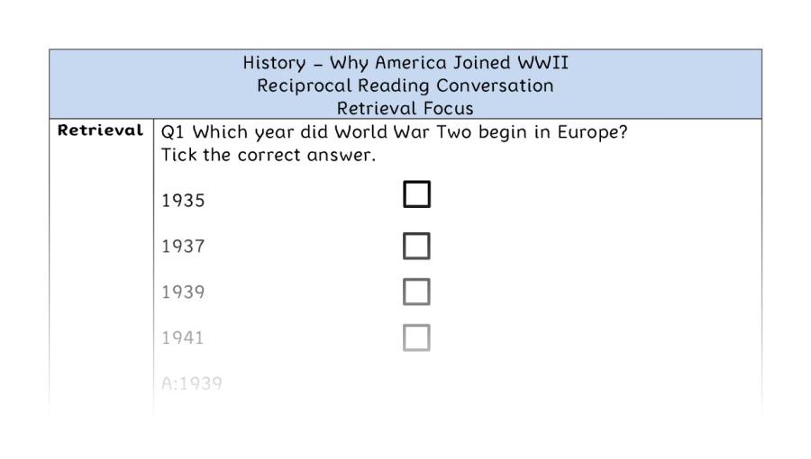 Why America Joined WWII - Reciprocal Reading Conversation - Retrieval Focus