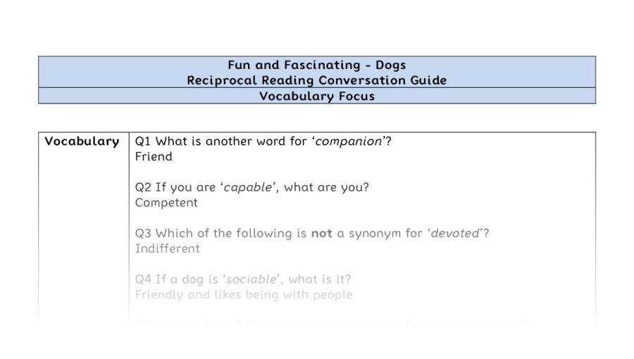 Reciprocal Reading Conversation - Dogs - Highlight Series 2 - Vocabulary Focus