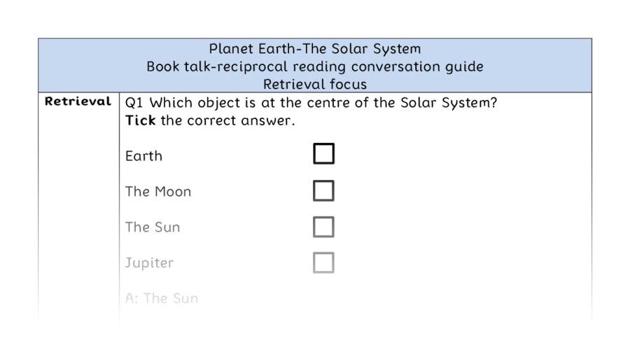 Reciprocal reading - retrieval - The Solar System