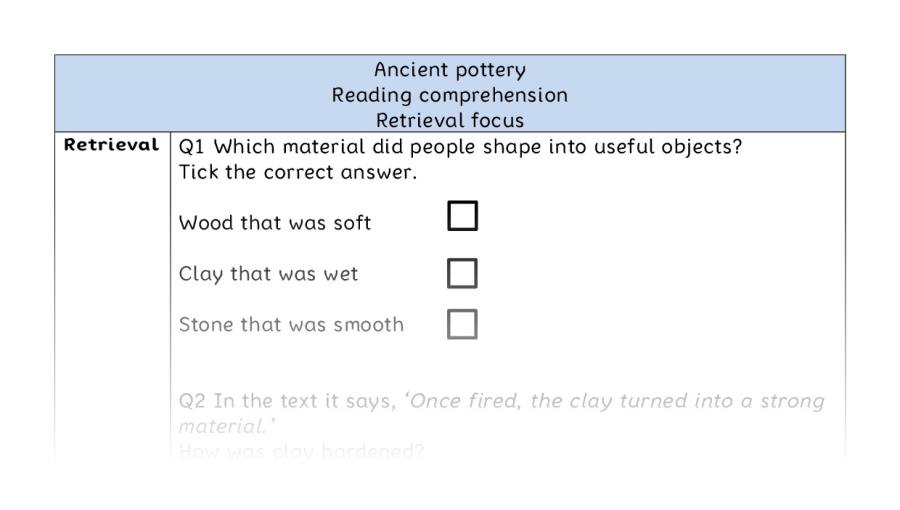 Reading comprehension - retrieval - Ancient pottery