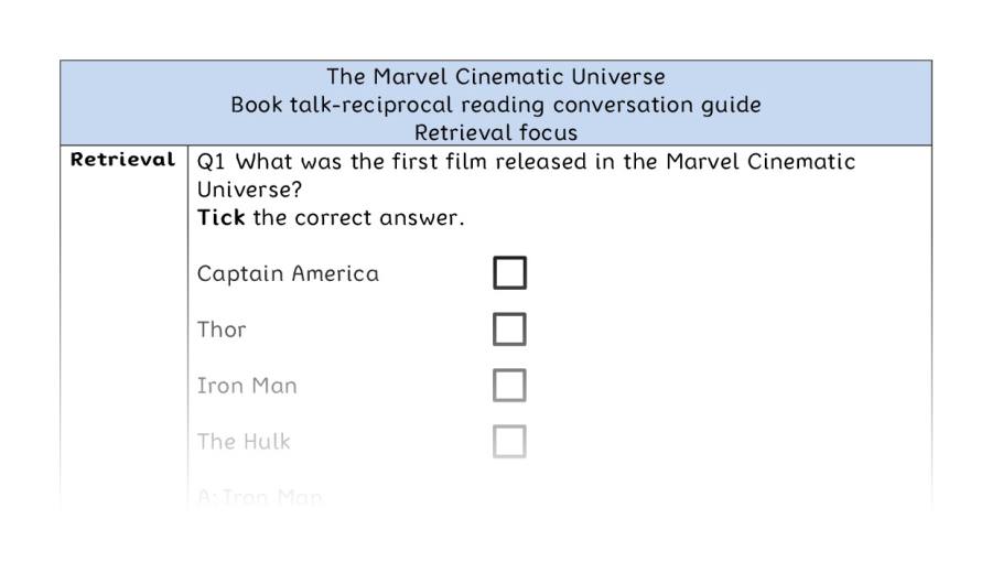 Reciprocal reading - retrieval - The Marvel Cinematic Universe