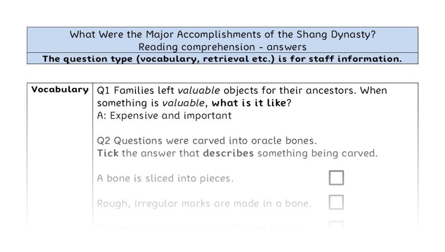 Comp-VRSIPE--Major Accomplishments Shang Dynasty-answers