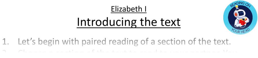 Teaching slides - Elizabeth I - VRSIPE Focus
